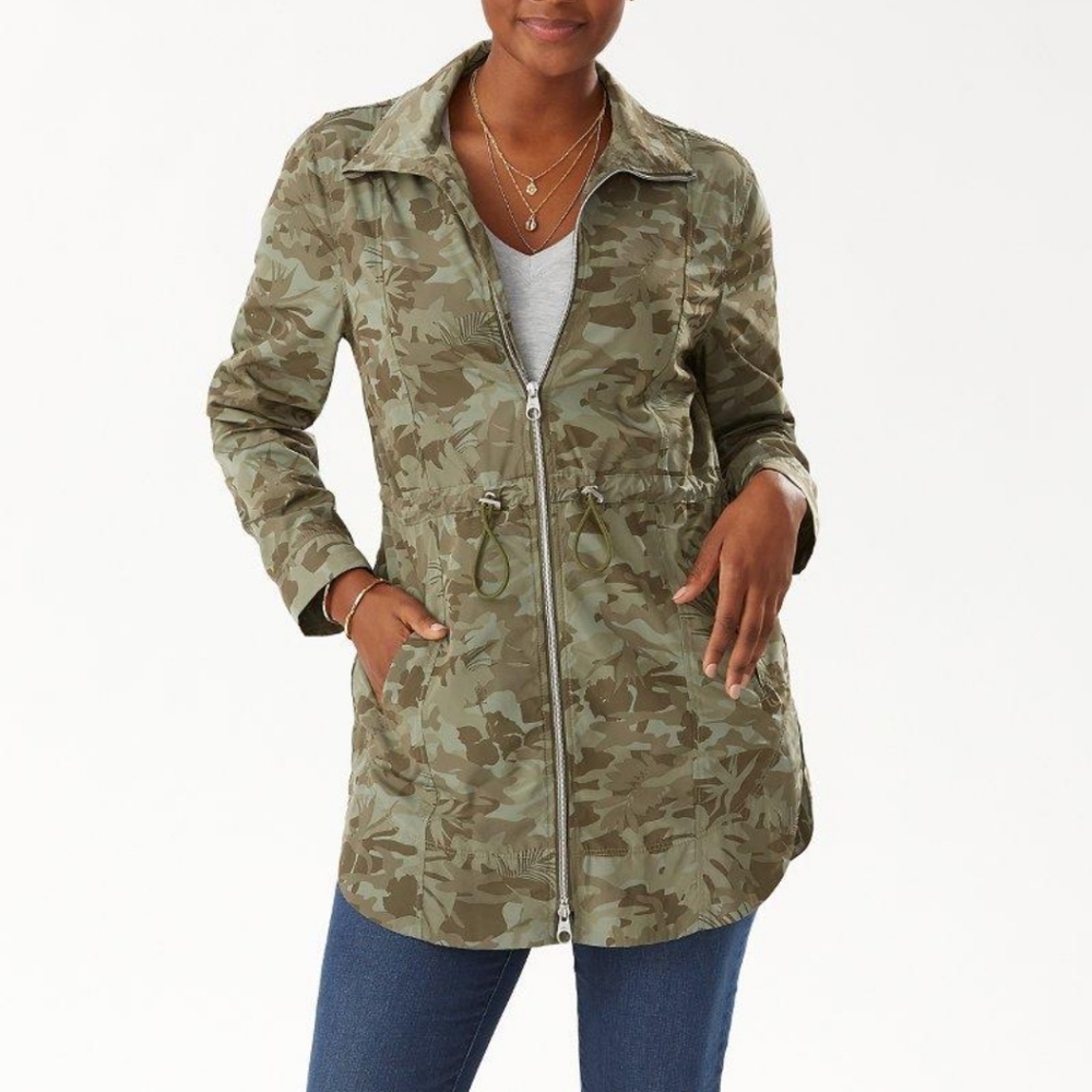 Tommy Bahama camo canyon anorak jacket size SP water resistant green leaf NWT
